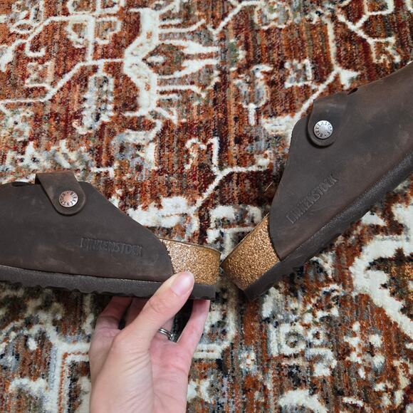 Birkenstock Bostons Womens Size 7 Sandals Clogs Habana Brown Oiled Leather Slide - Picture 5 of 7